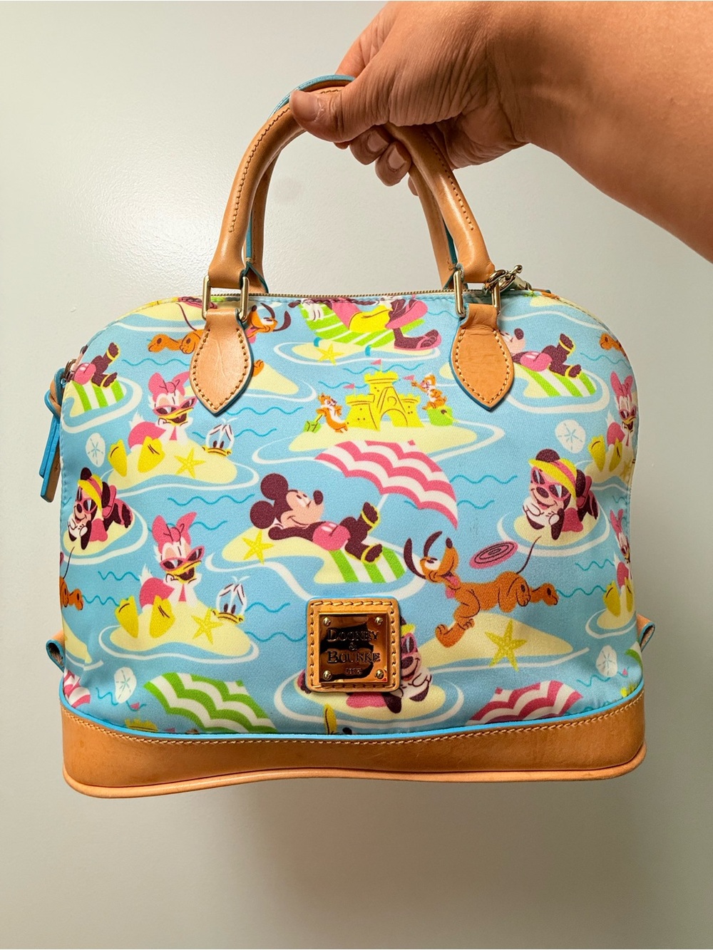 Dooney & Bourke Blue Multicolor Disney Beach Print Satchel